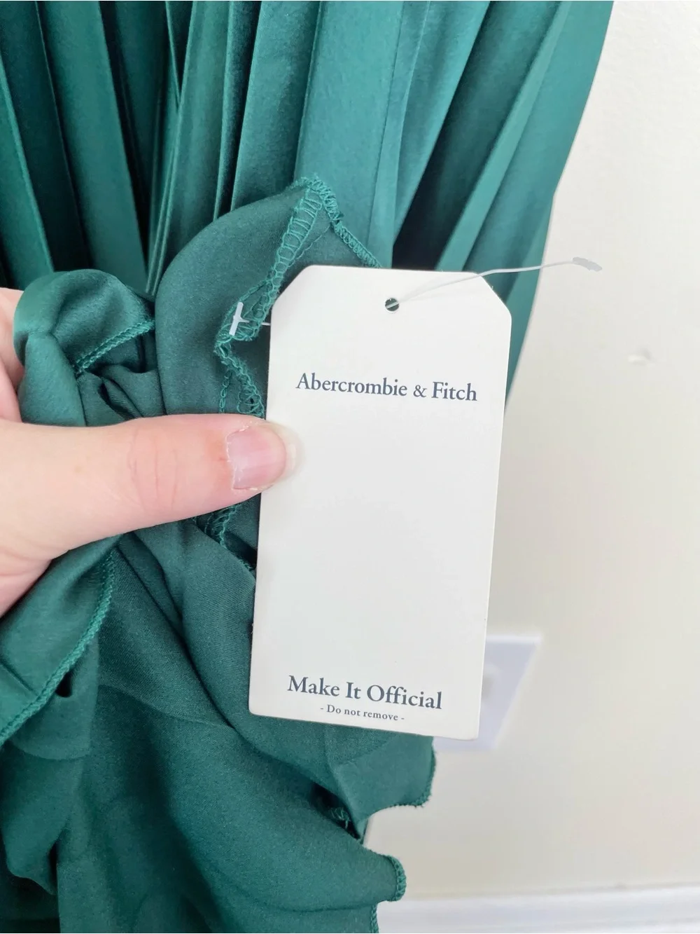 NWT Abercrombie & Fitch Giselle Strapless Pleated Maxi Dress in Emerald Green XL